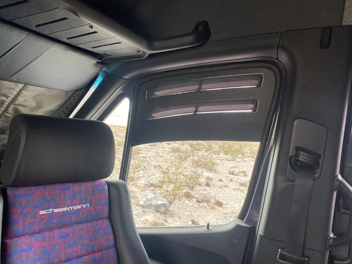 Terrawagen Sprinter (2007+) Bug Barrier Window Vent (Installed)_Interior View - Campervan HQ