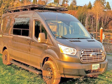 Ford Transit 130"WB Roof Rack (Mid-Roof, Double-Loop with Slat Flooring) - Campervan HQ