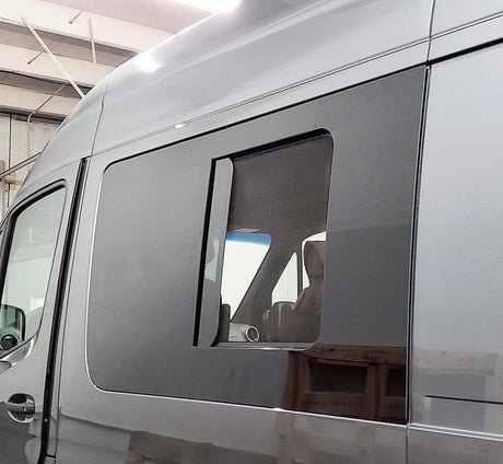 Mercedes Sprinter Driver Side Forward Half-Slider Window ( Screen On ) - Campervan HQ