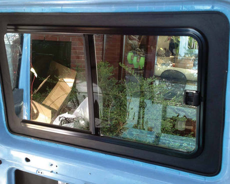 Mercedes Sprinter ( 2002-2006 ) Passenger Side Front Half-Slider Window (Internal View) - Campervan HQ