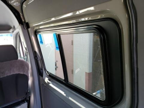 Mercedes Sprinter Passenger Side Sliding Door Half-Slider Window ( Interior Side View ) - Campervan HQ