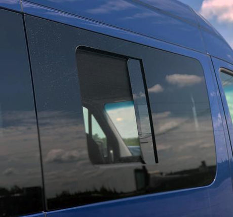 Mercedes Sprinter Passenger Side Sliding Door Half-Slider Window ( Window Open ) - Campervan HQ